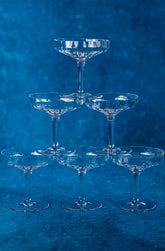 Mid-Century Crystal Champagne Coupes Set